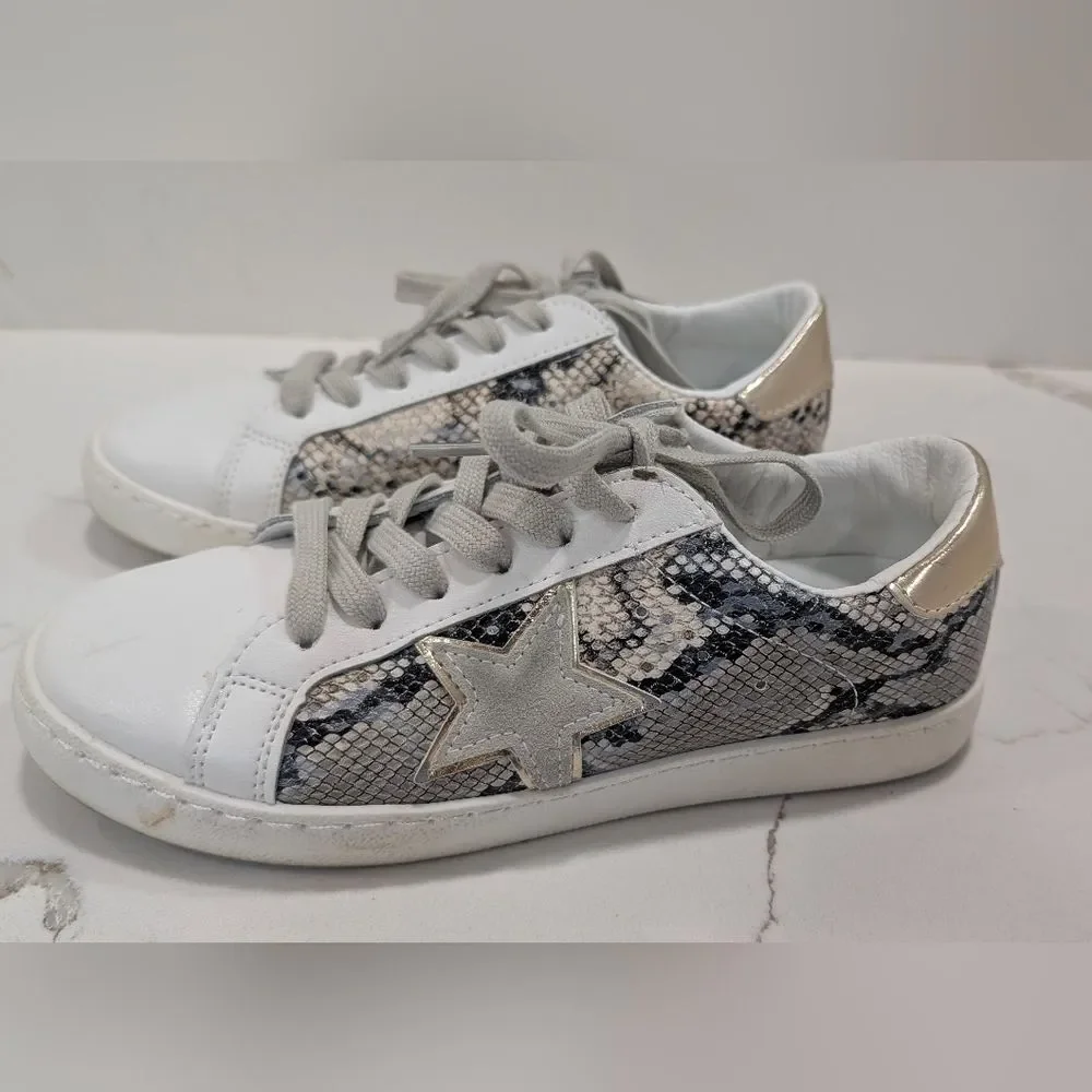 Vintage Havana Bianca Snake Low Top Sneakers White Silver Gray Star Trainers 4